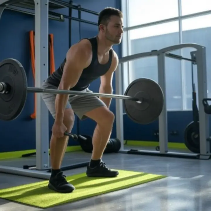 Dynamiczne zdjęcie lifestyle'owe treningu w domu z profesjonalnym sprzętem